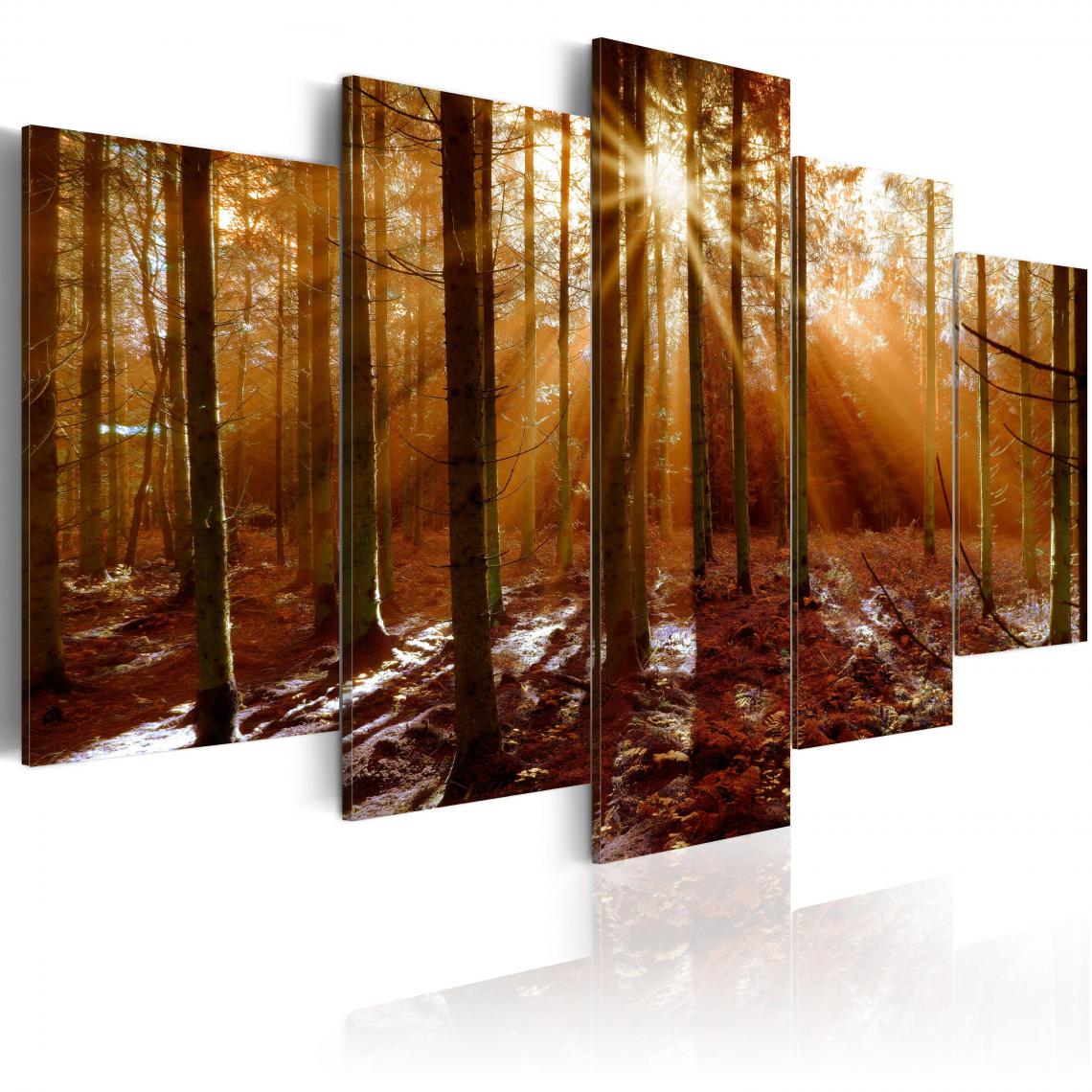 Decoshop26 - Tableau sur toile en 5 panneaux décoration murale image imprimée cadre en bois à suspendre Baiser d'automne 200x100 cm 11_0006251 - Tableaux, peintures