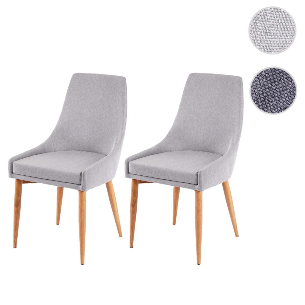 Mendler - 2x chaise de salle à manger HWC-B44 II, fauteuil, style rétro ~ tissu gris - Chaises