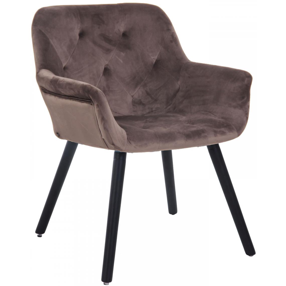 Icaverne - Chic Chaise de salle à manger edition Khartoum velours noir (chêne) couleur gris foncé - Chaises
