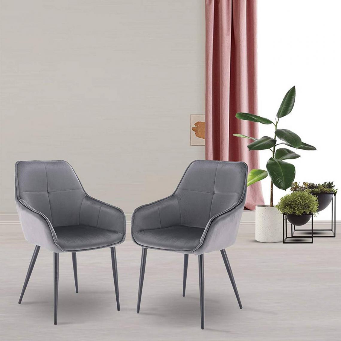 MercatoXL - gris métal modèle chaise et velours noir cuisine - Tables à manger