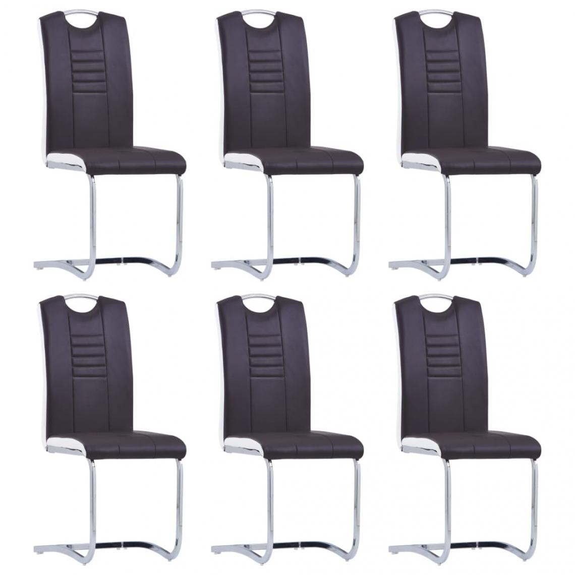 Decoshop26 - Lot de 6 chaises de salle à manger cuisine cantilever design moderne similicuir marron CDS022305 - Chaises