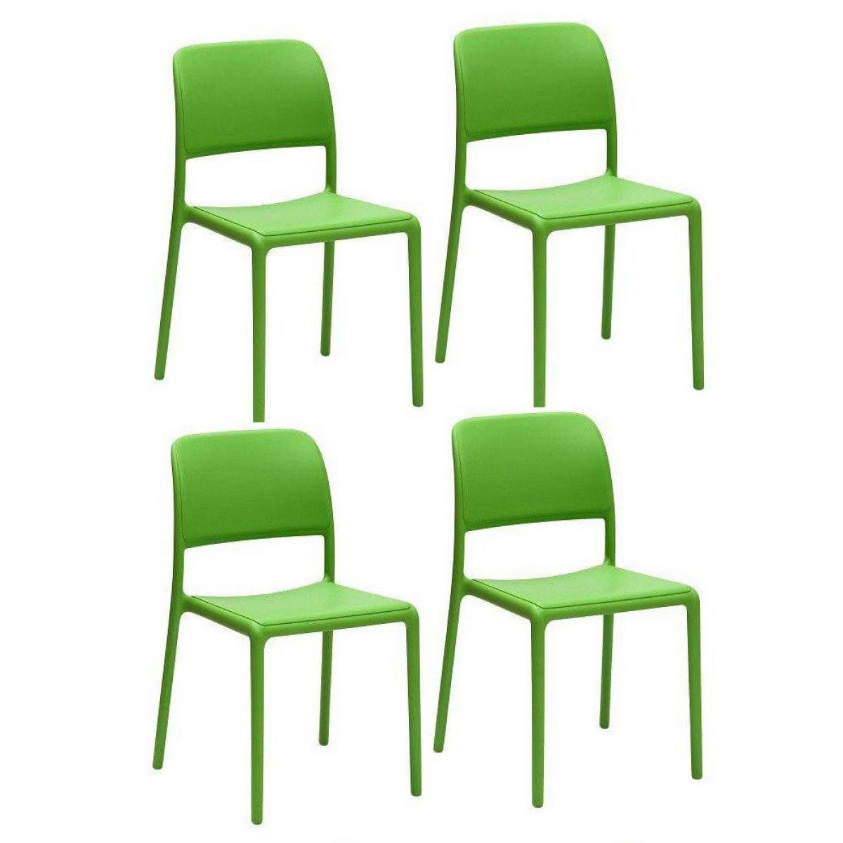Inside 75 - Lot de 4 chaises RIVER empilables design coloris vert. - Chaises