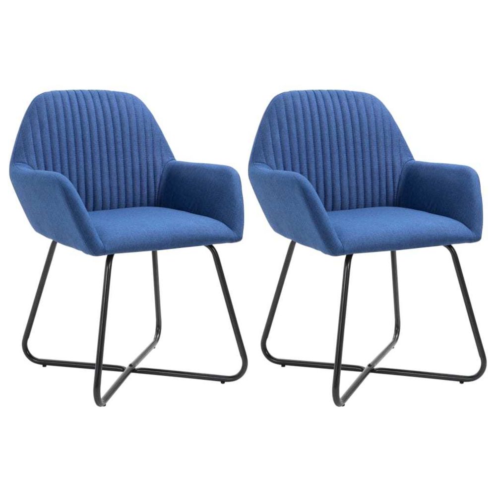 marque generique - Stylé Fauteuils et chaises serie São Tomé Chaises de salle à manger 2 pcs Bleu Tissu - Chaises