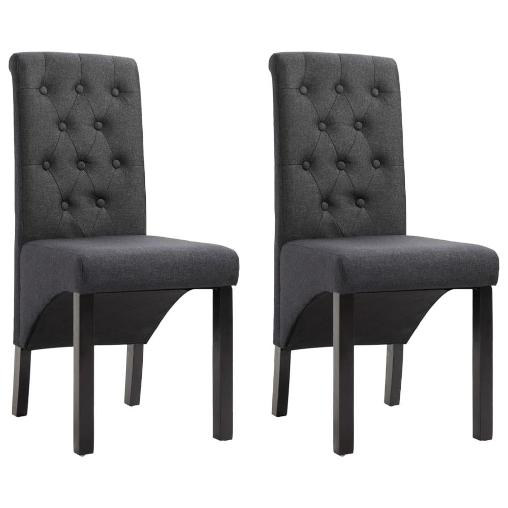 marque generique - Moderne Fauteuils et chaises ensemble Kingston Chaises de salle à manger 2 pcs Gris foncé Tissu - Chaises