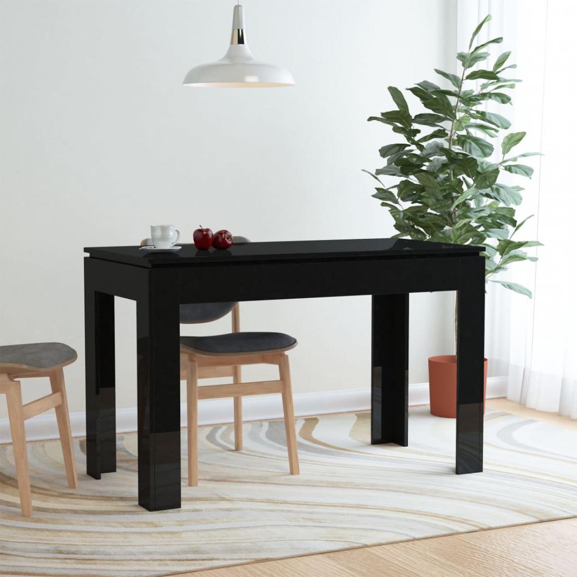 Chunhelife - Table de salle à manger Noir brillant 120x60x76 cm Aggloméré - Tables à manger