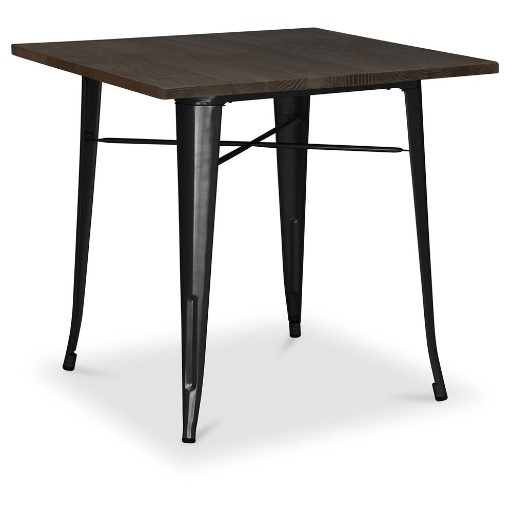 Privatefloor - Table Tolix Pauchard Style - 80cm - Métal et Bois - Tables à manger