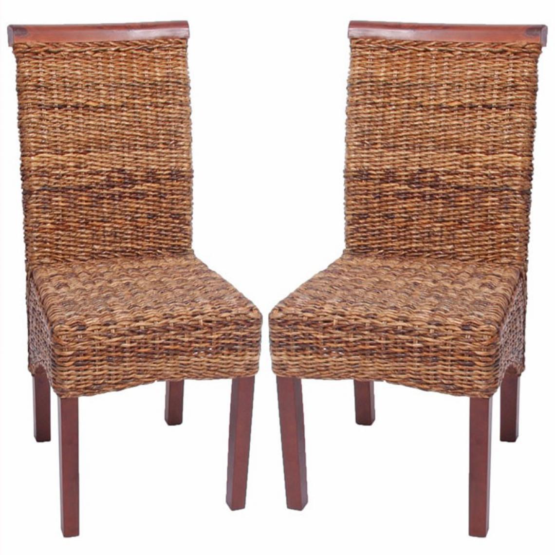Decoshop26 - Lot de 2 chaises en rotin banane tressée pieds marron CDS04003 - Chaises