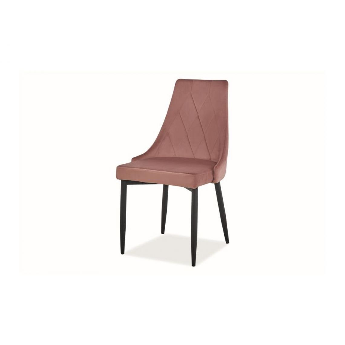 Hucoco - TRIY | Chaise élégante pour le salon et la salle à manger | 88x46x46 cm | Rembourrée en tissu velours | Pieds en métal - Rose - Chaises