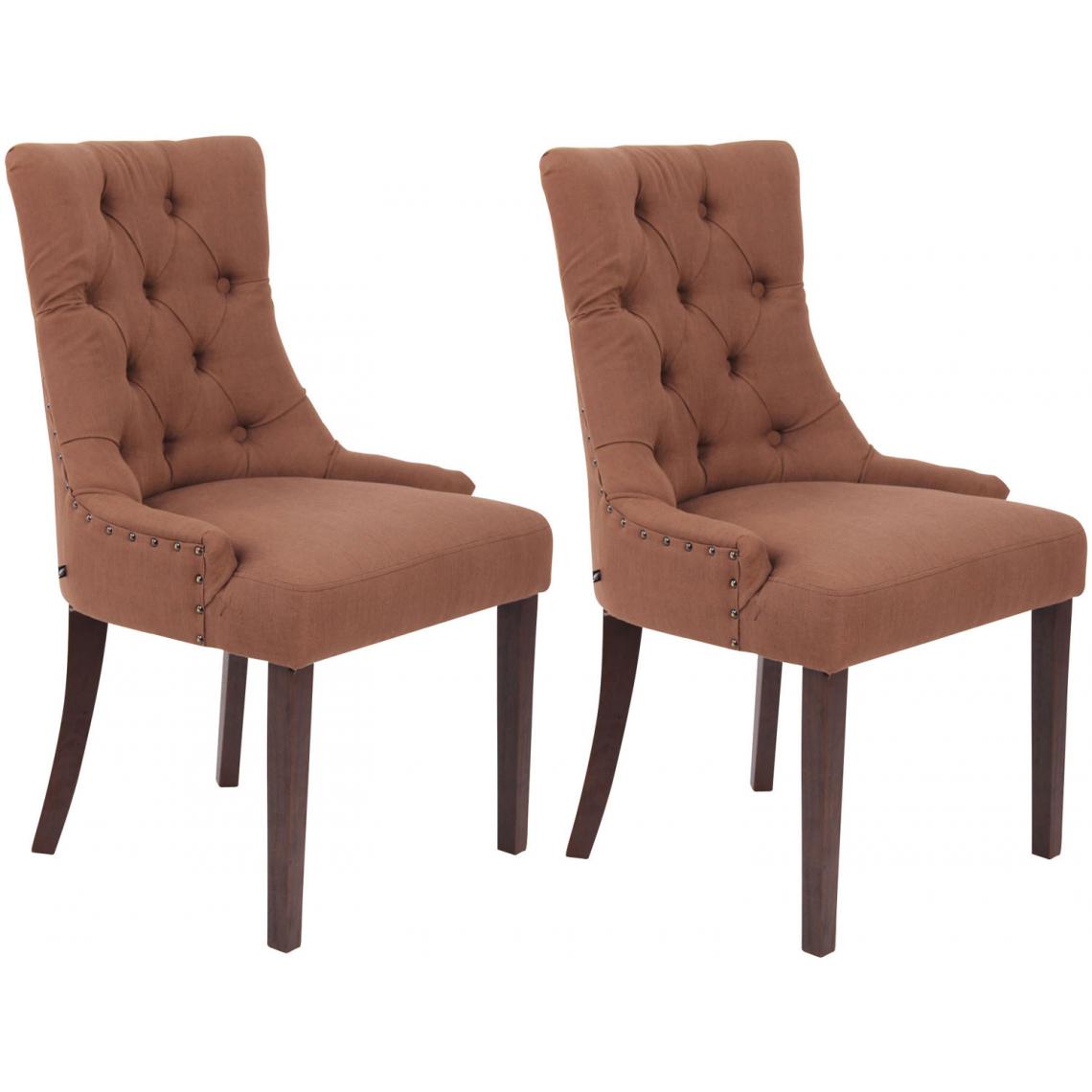 Icaverne - Stylé Lot de 2 chaises de salle à manger tissu ligne Athènes antique couleur marron - Chaises