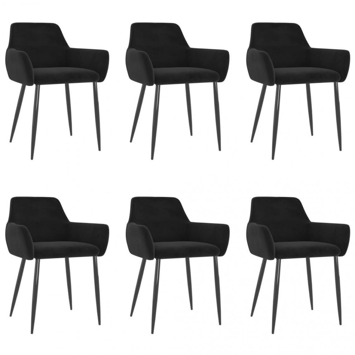 Decoshop26 - Lot de 6 chaises de salle à manger cuisine design moderne velours noir CDS022736 - Chaises