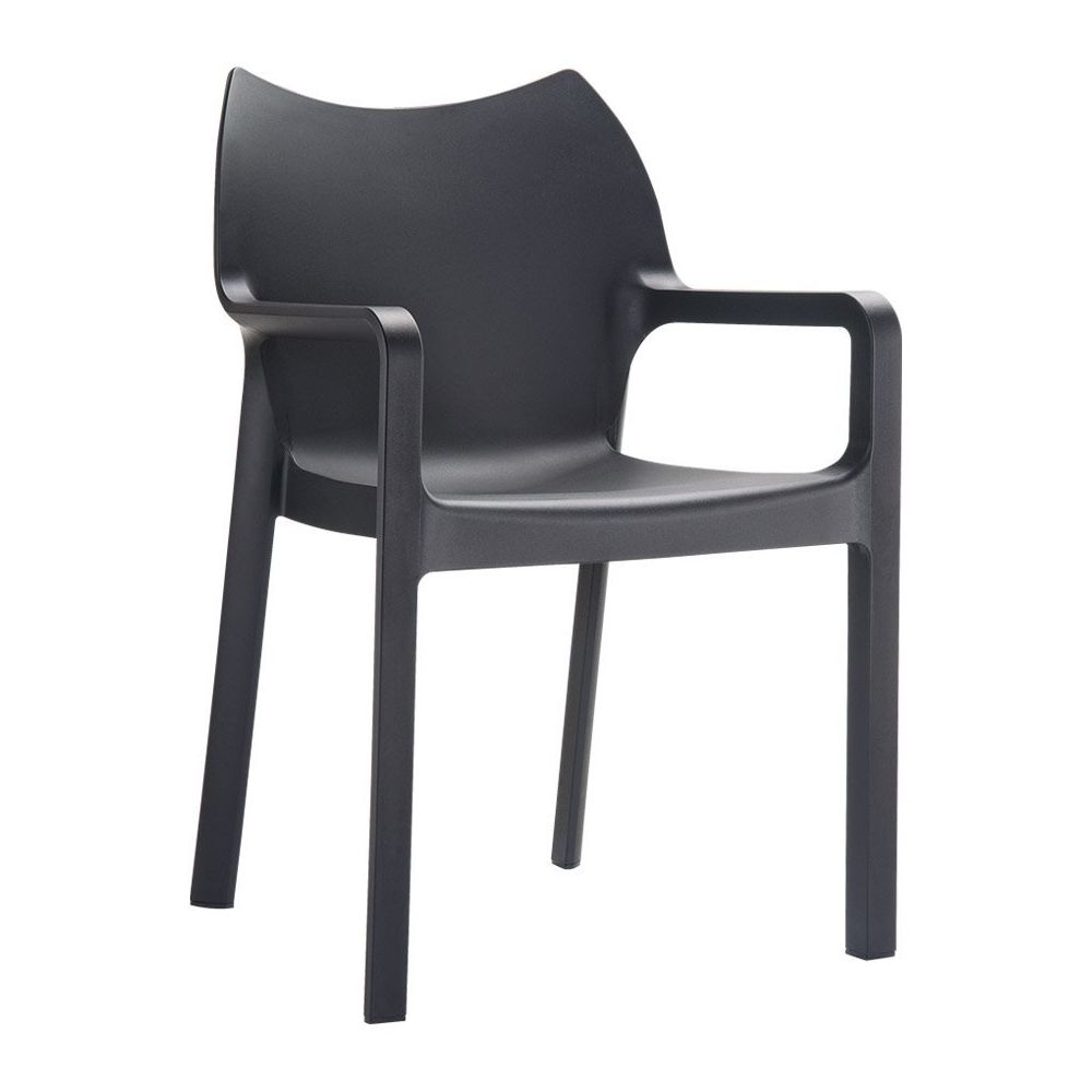 Alterego - Chaise design de terrasse 'VIVA' noire en matière plastique - Chaises