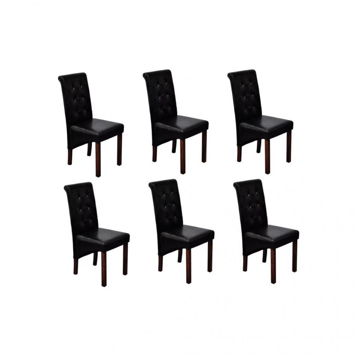 Decoshop26 - Lot de 6 chaises de salle à manger cuisine design antique similicuir noir CDS022680 - Chaises