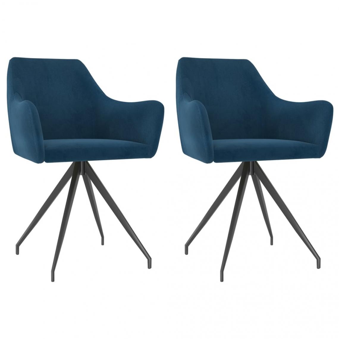 Decoshop26 - Lot de 2 chaises de salle à manger cuisine design moderne velours bleu CDS020261 - Chaises
