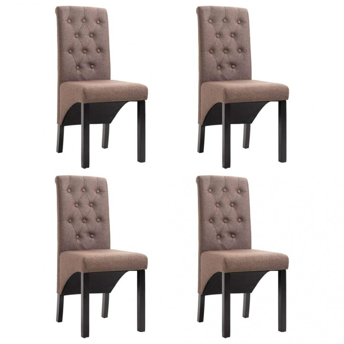 Decoshop26 - Lot de 4 chaises de salle à manger cuisine design rétro tissu marron CDS021744 - Chaises