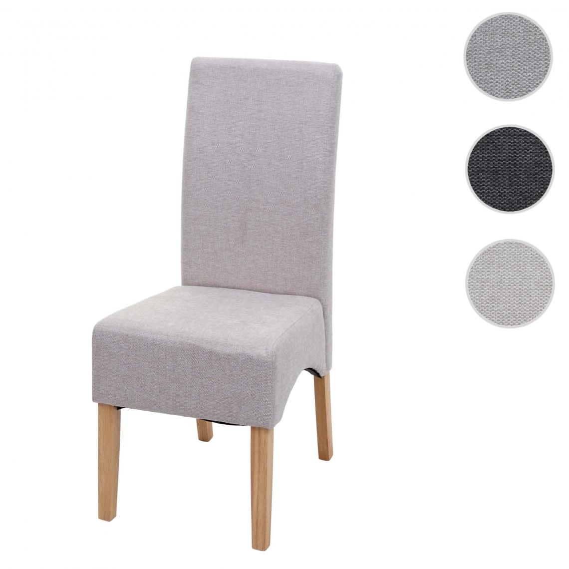 Mendler - Chaise à manger Latina, chaise de cuisine, tissu/textile ~ crème-beige, pieds clair - Chaises
