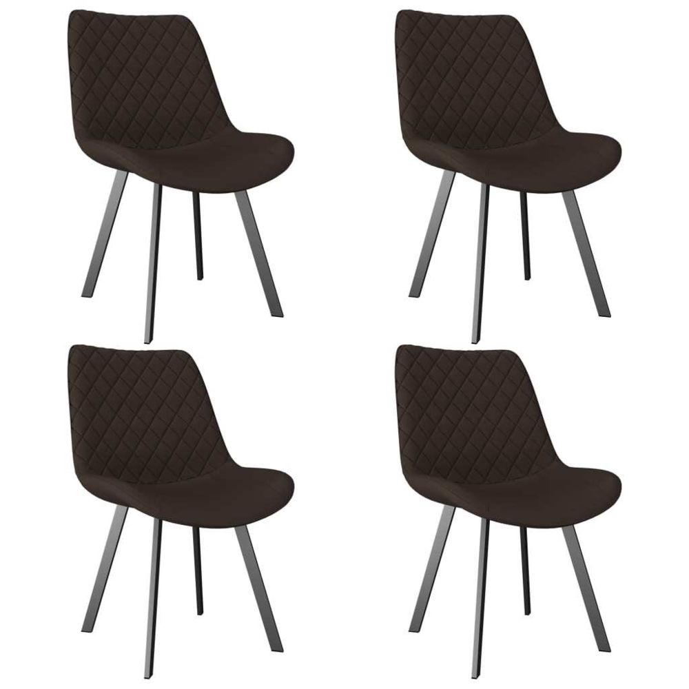 marque generique - Contemporain Fauteuils et chaises ligne Harare Chaises de salle à manger 4 pcs Marron Similicuir - Chaises