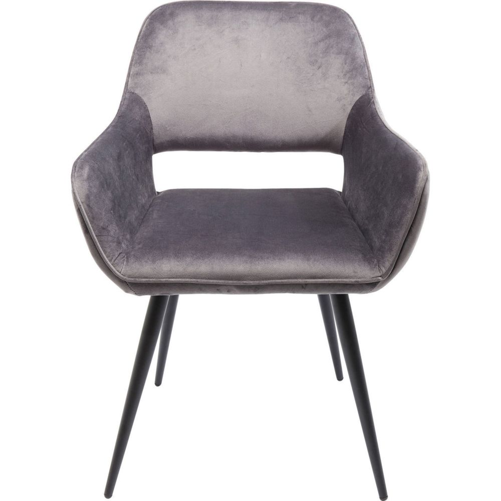 Karedesign - Chaise avec accoudoirs San Francisco velours gris Kare Design - Chaises