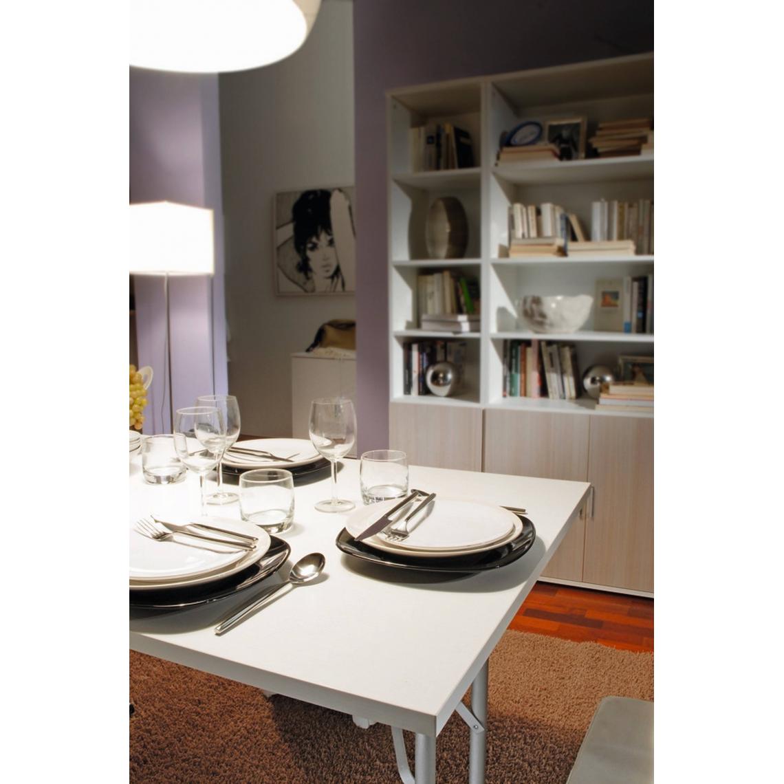 Alter - Table de camping avec pieds pliants en metal, 100% Made in Italy, Table d'exterieur moderne, 125x75h80 cm, Couleur blanche - Tables à manger
