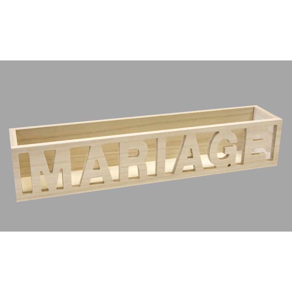 Visiodirect - Contenant MARIAGE rectangle en bois - 35cm - Objets déco