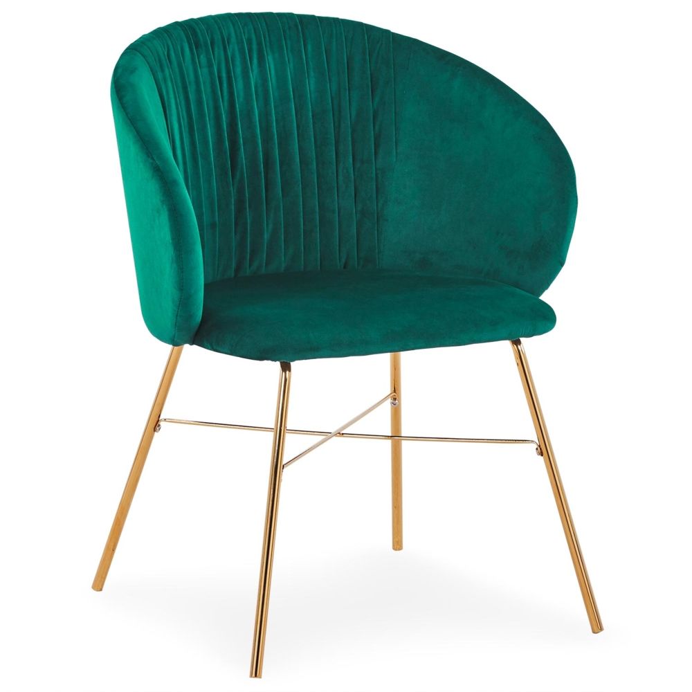 MENZZO - Chaise Smart Velours Vert Pieds Or - Chaises