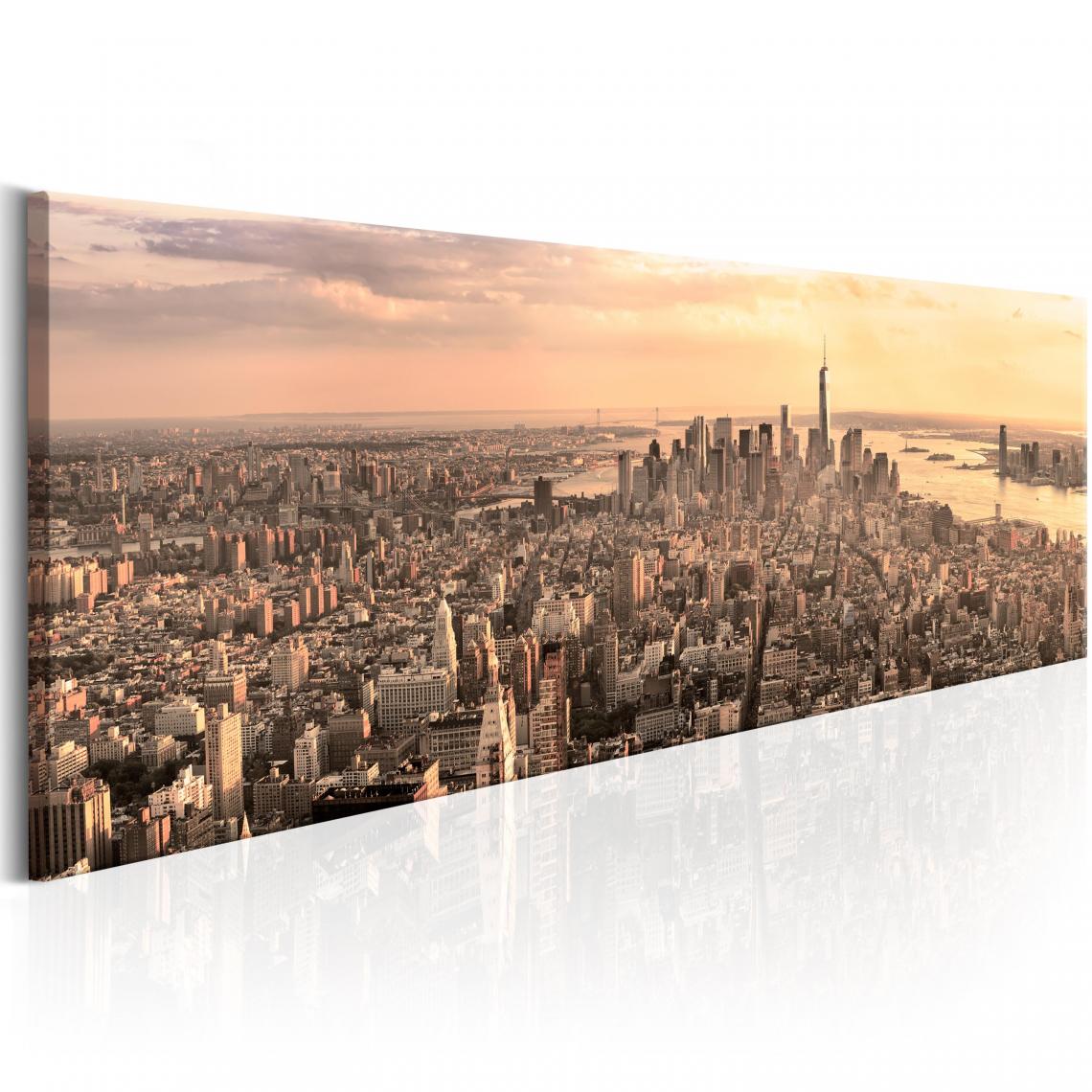 Decoshop26 - Tableau sur toile décoration murale image imprimée cadre en bois à suspendre NYC : beauté urbaine 135x45 cm 11_0008058 - Tableaux, peintures
