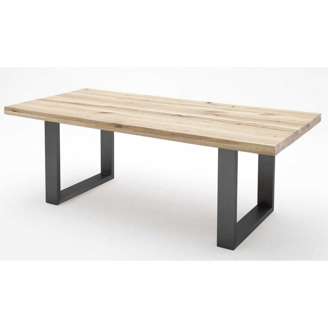 Pegane - Table à manger en chêne sauvage massif/anthracite - L.200 x H.76 x P.100 cm - Tables à manger