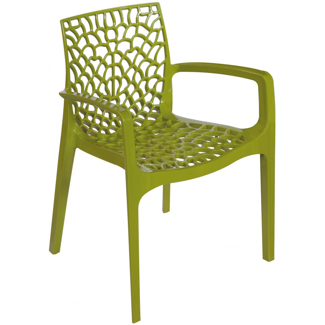 3S. x Home - Chaise Design Verte Anis Avec Accoudoirs GRUYER - Chaises