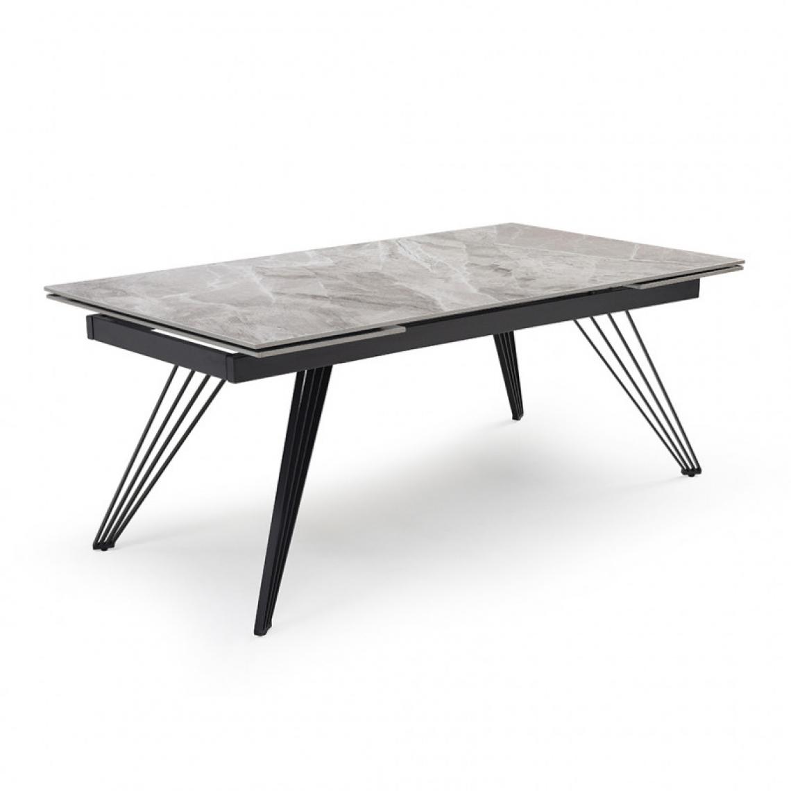 Meubletmoi - Table extensible 160/240 cm céramique gris marbré pied filaire - DAKOTA 01 - Tables à manger