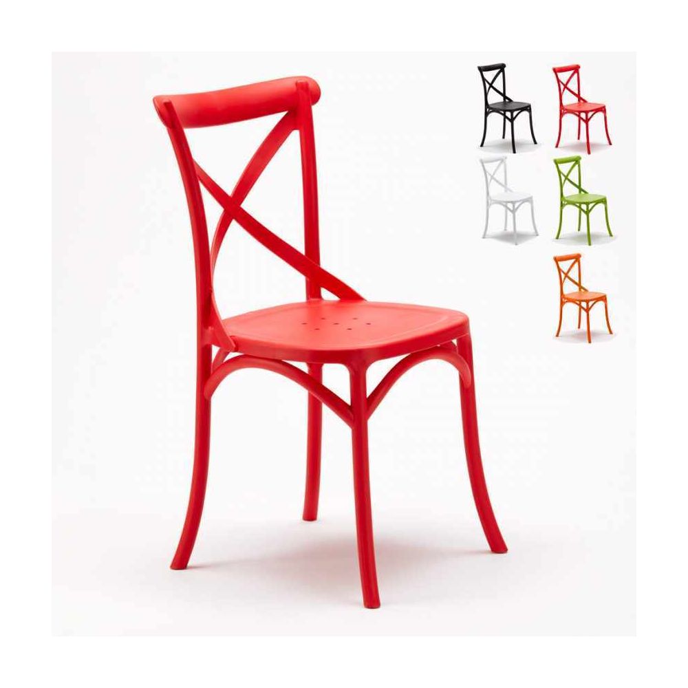 Ahd Amazing Home Design - Chaise de cuisine et restaurant en polypropylène Vintage Paesana Cross design, Couleur: Rouge - Chaises