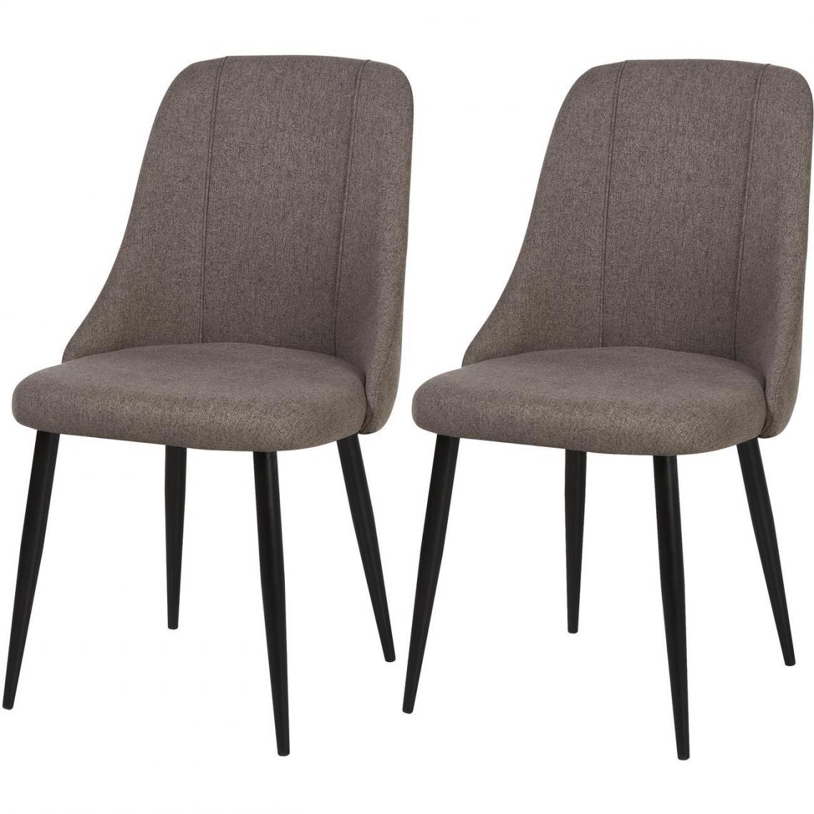 ATHM DESIGN - Lot de 2 - Chaise YAY Gris Anthracite - assise Tissu pieds Metal - Chaises
