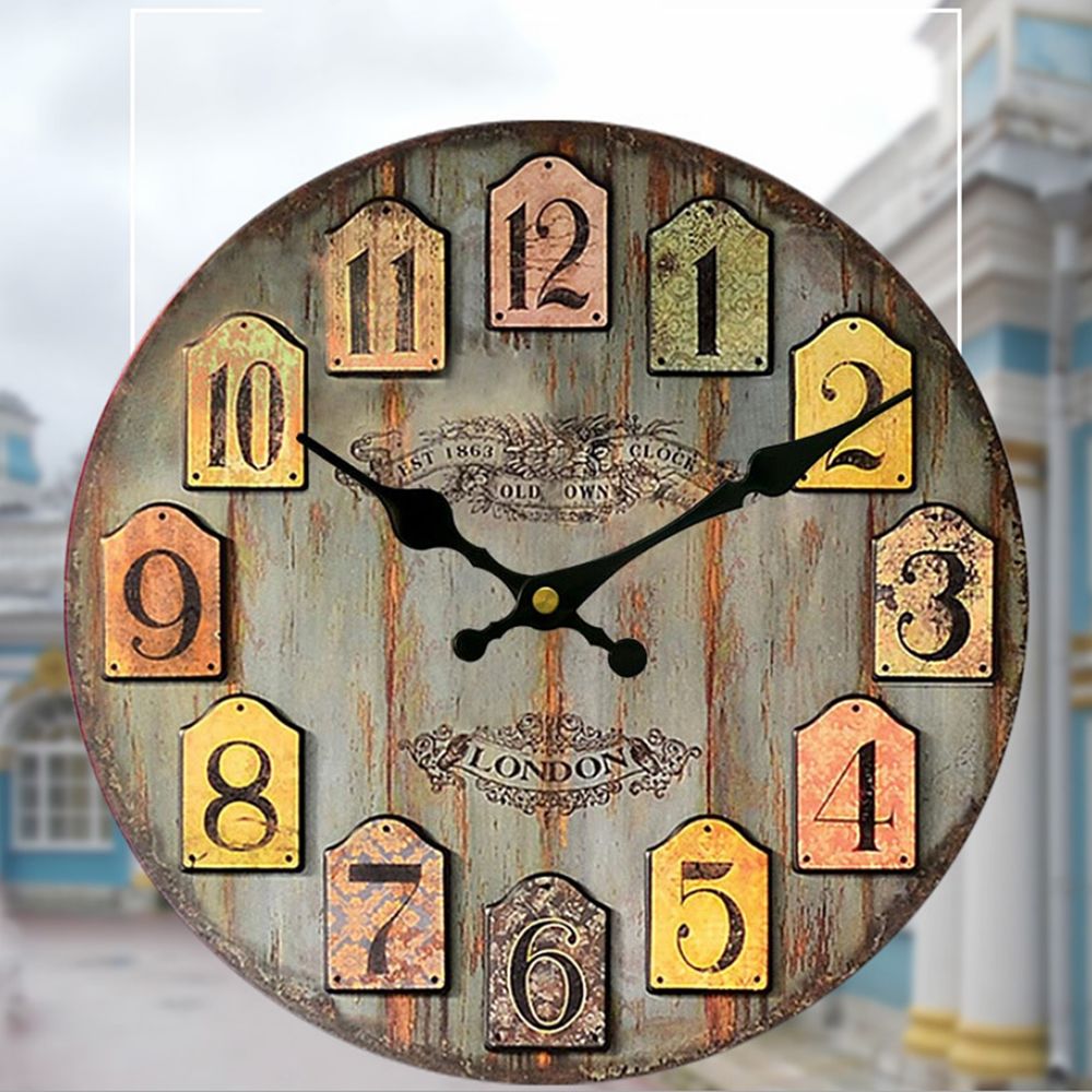 marque generique - Cru Horloge Murale Rustique Minable Cuisine Maison Chic De 30cm En Bois Décor 3 - Horloges, pendules