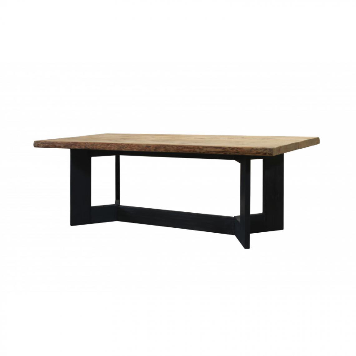 Meubletmoi - Table repas 220x100 cm 8 convives pieds noirs bois recyclé - CABANON - Tables à manger
