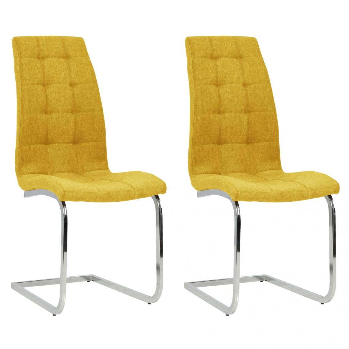 Decoshop26 - Lot de 2 chaises de salle à manger cuisine cantilever design moderne tissu jaune CDS020345 - Chaises