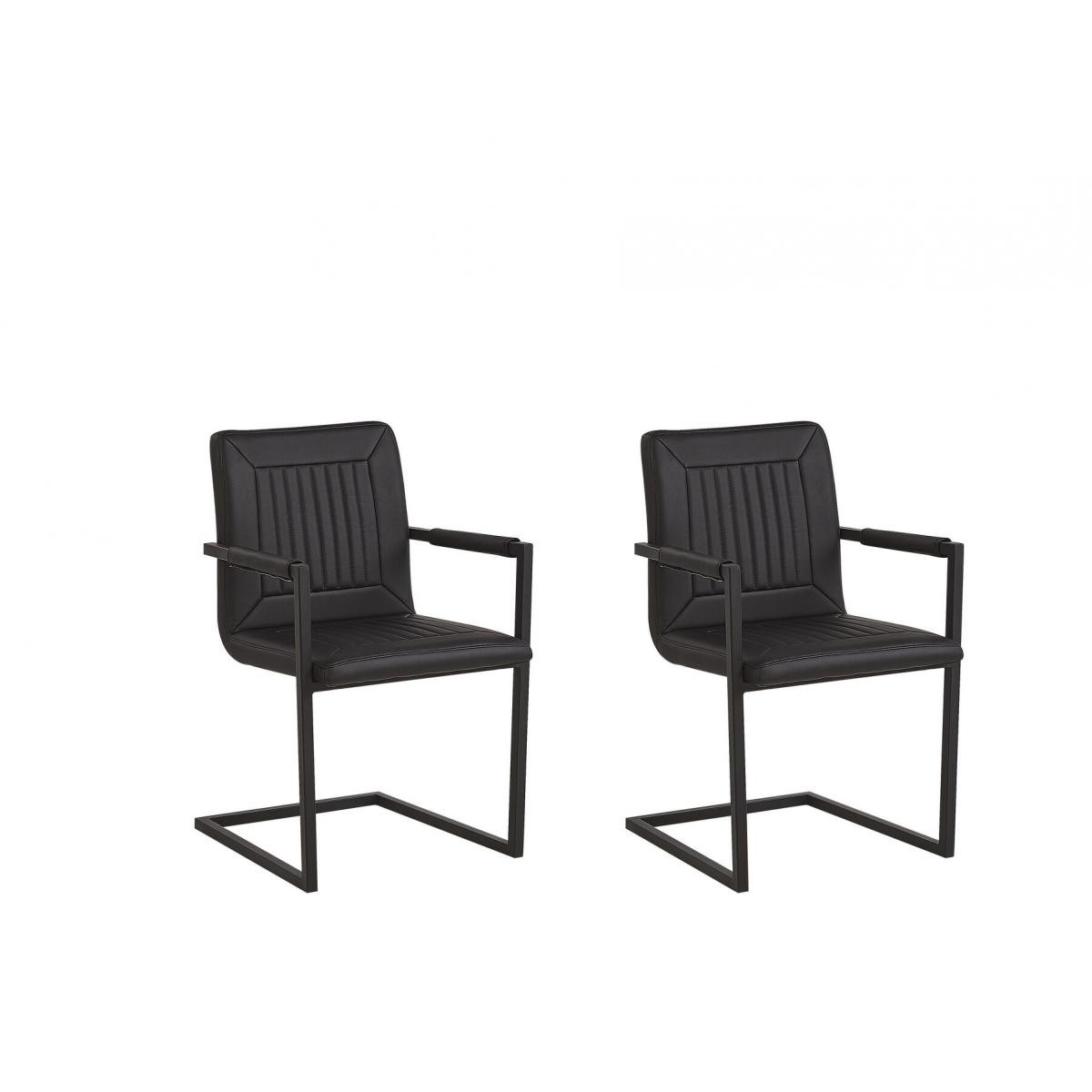 Beliani - Beliani Lot de 2 chaises de salle à manger en simili-cuir noir BRANDOL - - Chaises