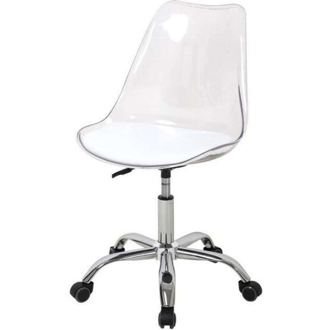 Cstore - RONNY - chaise de bureau coque transparente et coussin blanc l 52xp 52xh 88 cm - Chaises