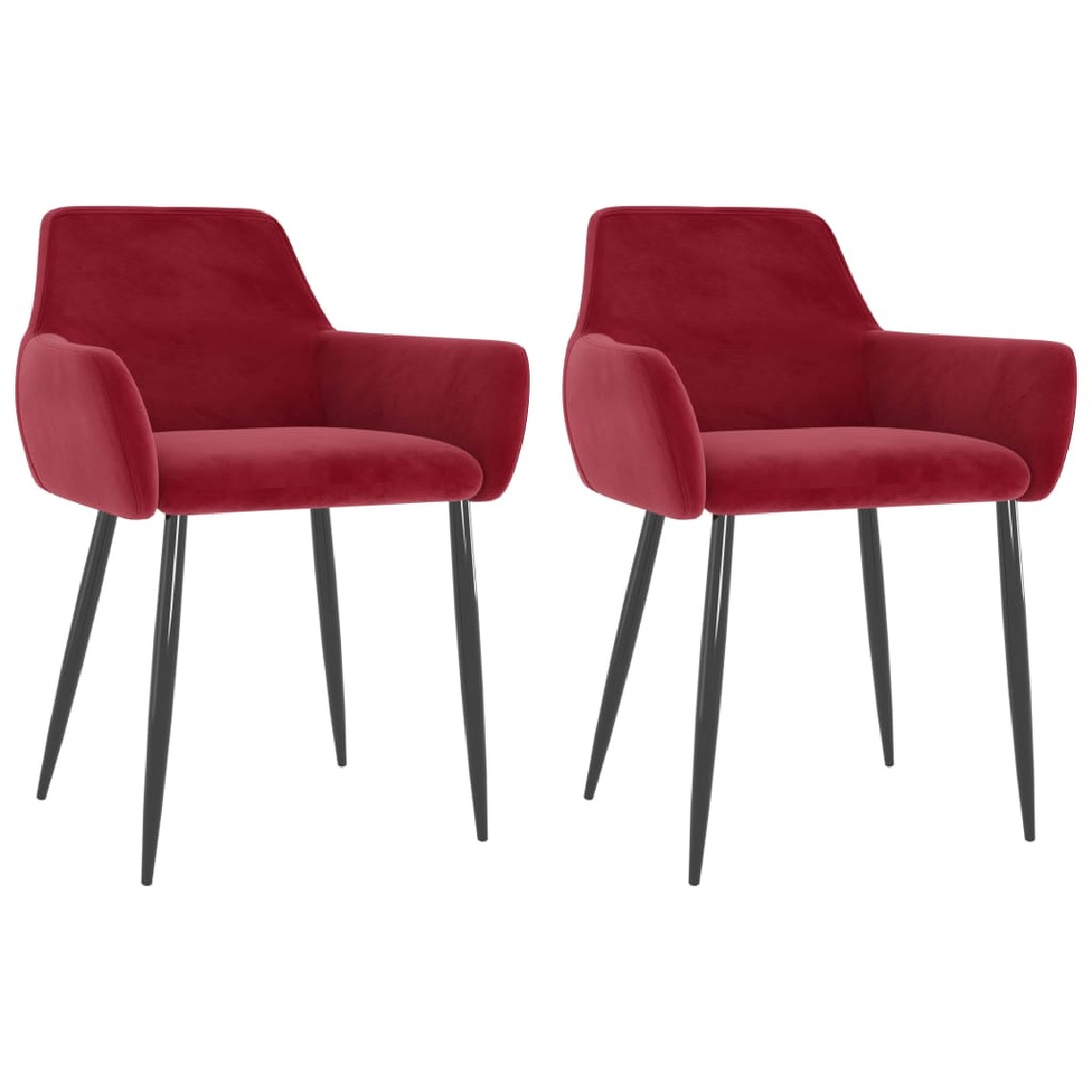 Chunhelife - Chunhelife Chaises de salle à manger 2 pcs Rouge bordeaux Velours - Chaises