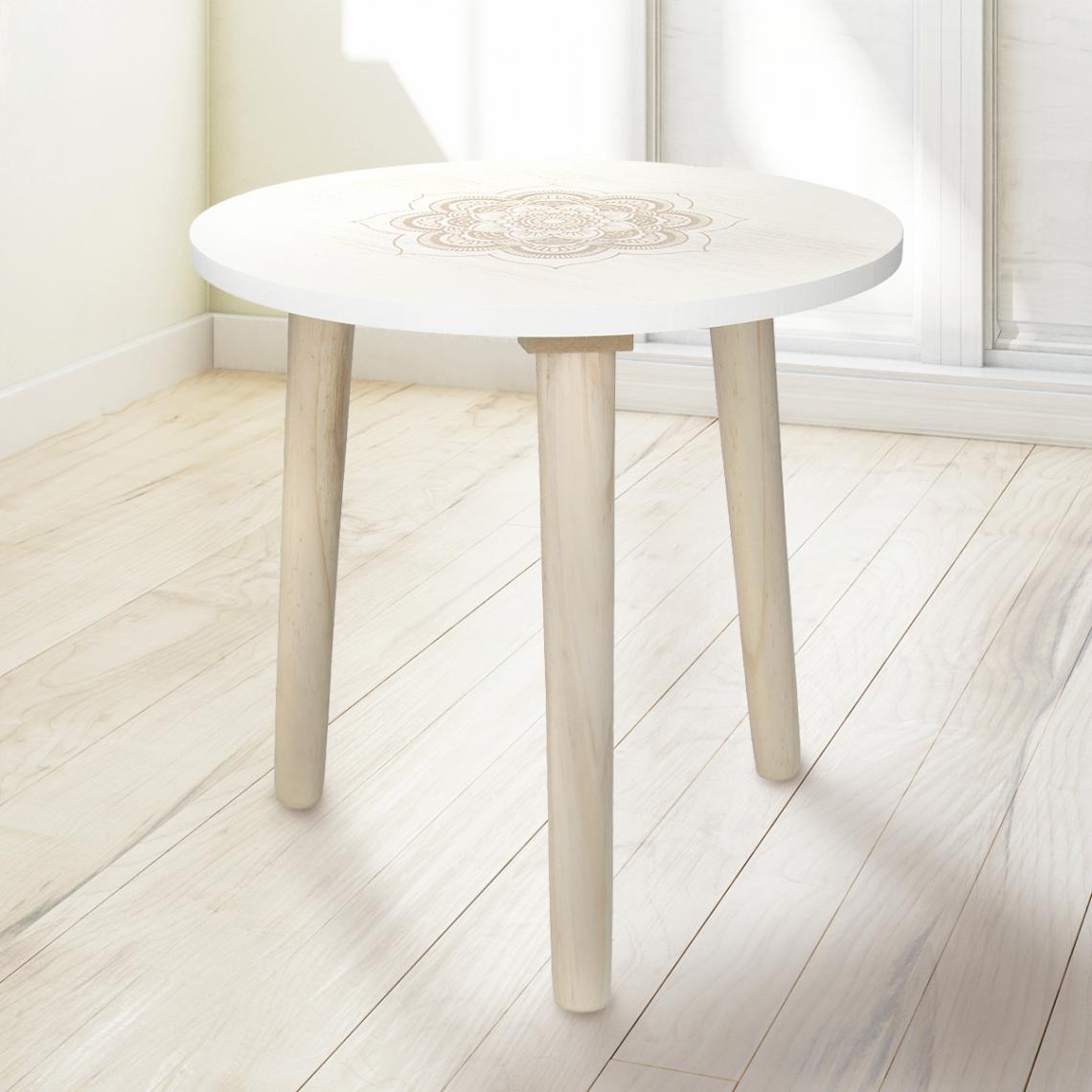 Ecd Germany - Table d'appoint ronde table basse de chevet en bois de pin support café Ø 33 cm - Tables à manger