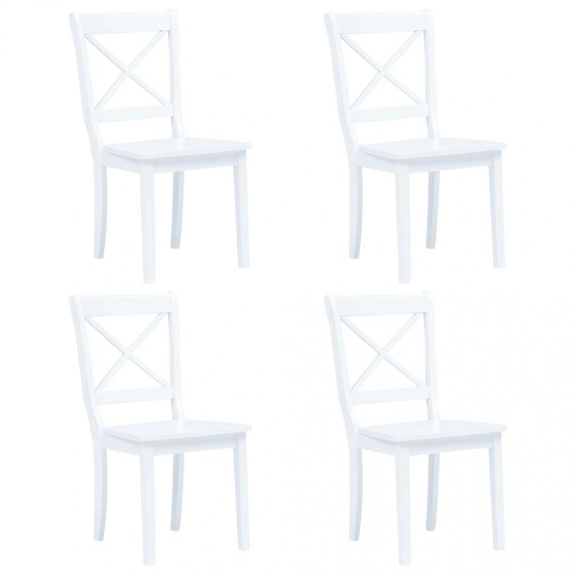 Decoshop26 - Lot de 4 chaises de salle à manger cuisine design classique blanc bois d'hévéa massif CDS021227 - Chaises