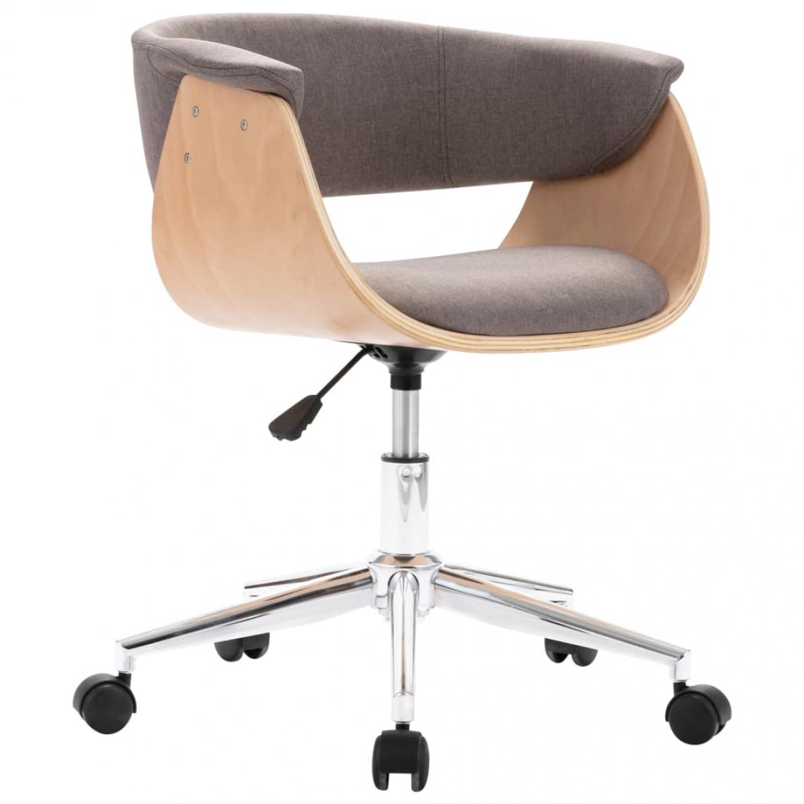 Decoshop26 - Chaise pivotante de salle à manger design contemporain bois courbé et tissu taupe CDS020101 - Chaises