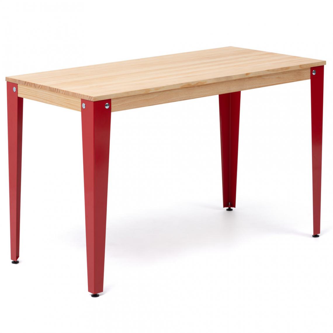 Ds Meubles - Table bureau Lunds 120x80x75cm Rouge-Naturel. Box Furniture - Tables à manger