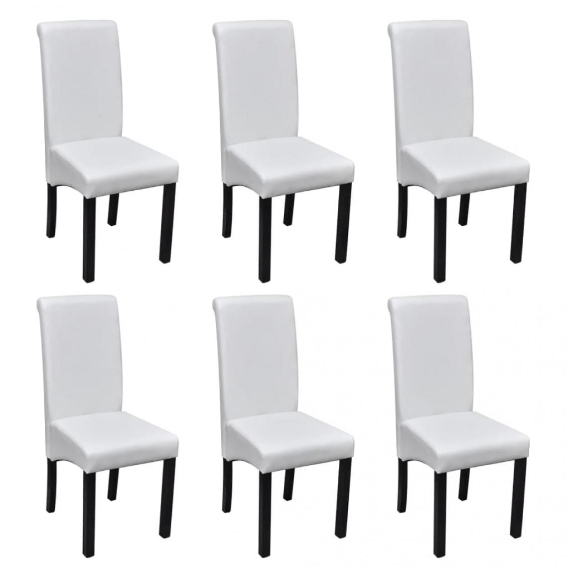 Decoshop26 - Lot de 6 chaises de salle à manger cuisine design classique similicuir blanc CDS022173 - Chaises