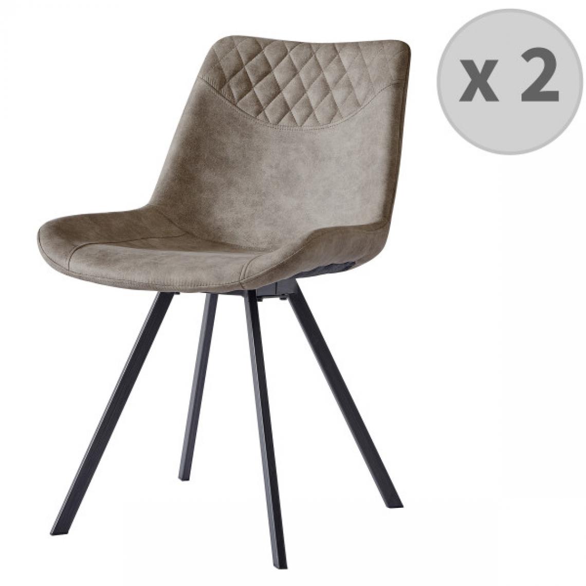 Moloo - FALCON-Chaise microfibre vintage brun clair pieds métal noir (x2) - Chaises
