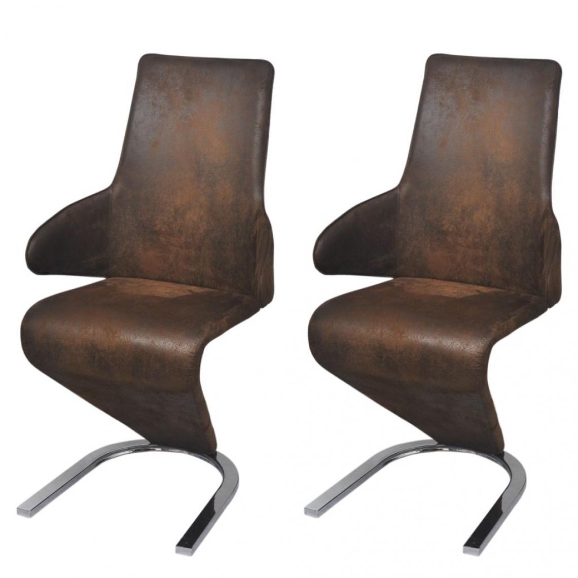 Decoshop26 - Lot de 2 chaises de salle à manger cuisine design moderne tissu marron CDS020750 - Chaises