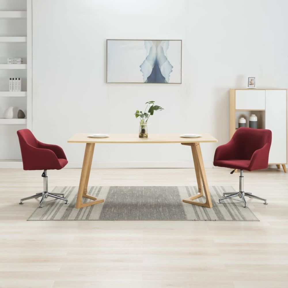 marque generique - Splendide Fauteuils et chaises famille Helsinki 2 pcs Chaises pivotantes de salle à manger Rouge bordeaux Tissu - Chaises