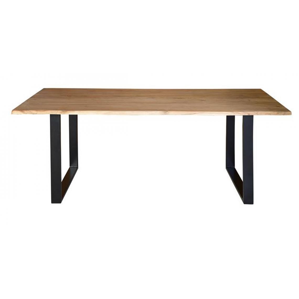 Pegane - Table à manger en bois d'acacia et métal coloris naturel / noir - longueur 180 x profondeur 90 x hauteur 76 cm - Tables à manger