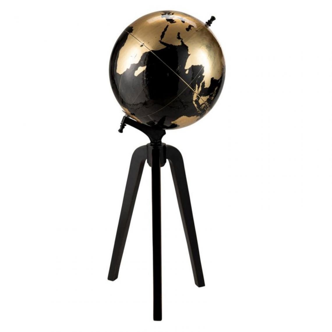 Paris Prix - Statuette Déco Globe sur Pied 99cm Noir & Or - Statues