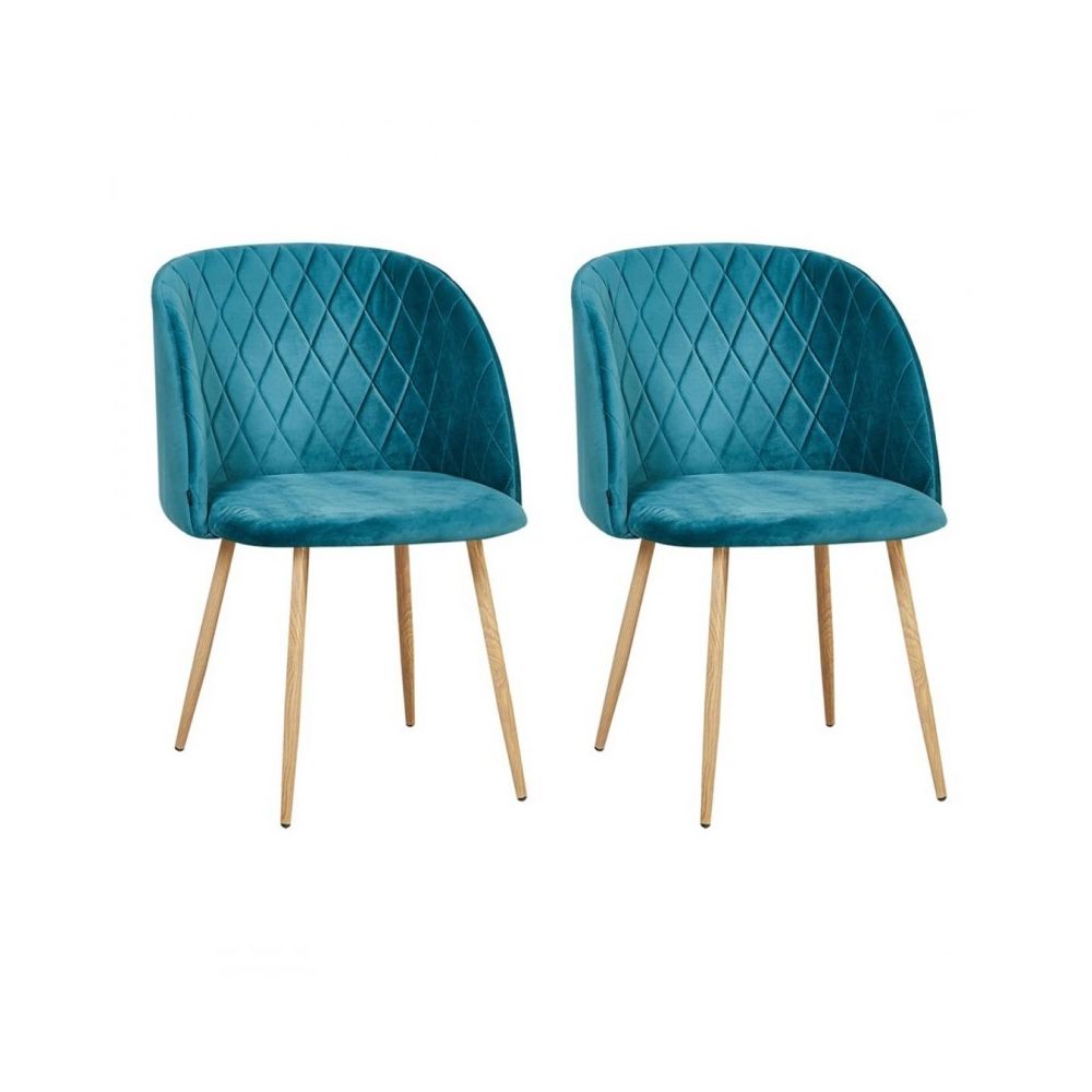 Zons - Lot de 2 chaises type scandinave matelassé capitonnée Bleu Hester - Chaises