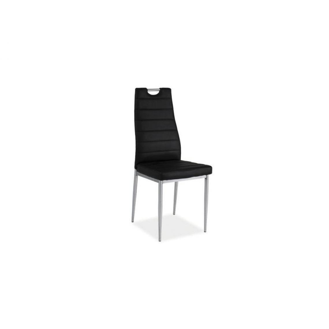 Hucoco - INAYA | Chaise style minimaliste salle à manger/bureau | Dimensions : 96x40x38 cm | Rembourrage en cuir écologique | Dossier profilé - Noir - Chaises