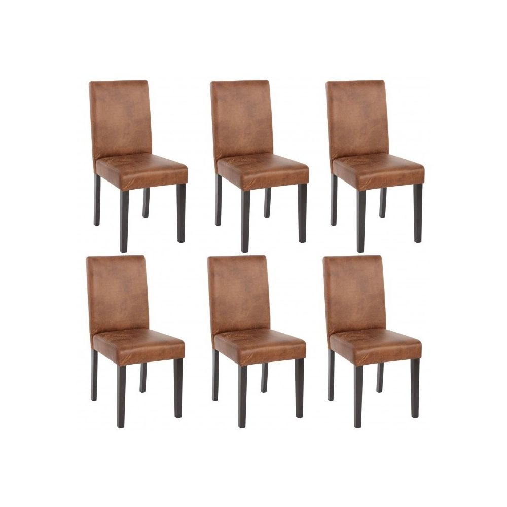 Decoshop26 - Lot de 6 chaises de salle à manger simili-cuir marron vieilli pieds foncés CDS04250 - Chaises