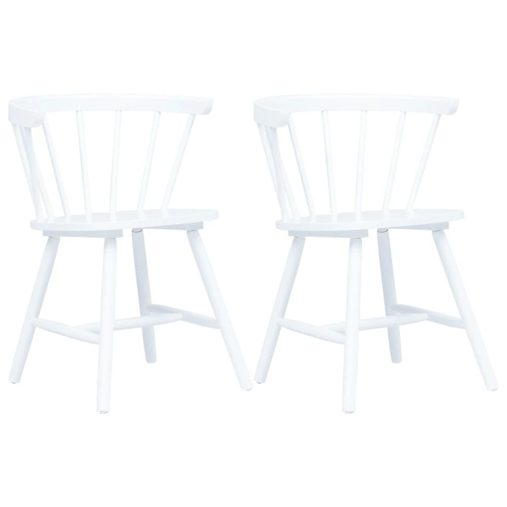 marque generique - Joli Fauteuils et chaises gamme Vienne 2 pcs Chaises de salle à manger Blanc Bois d'hévéa massif - Chaises